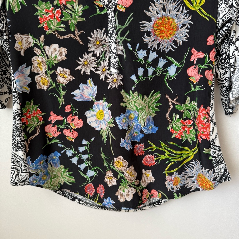 Anthropologie Tiny Lacona Popover Floral Blouse Multicolor Split Neck Boho SP - Picture 5 of 10